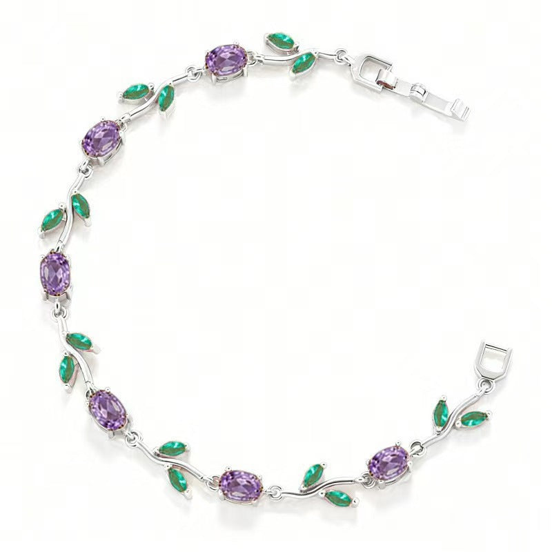 Multicolor Crystal Leaf Design Stackable Bracelet
