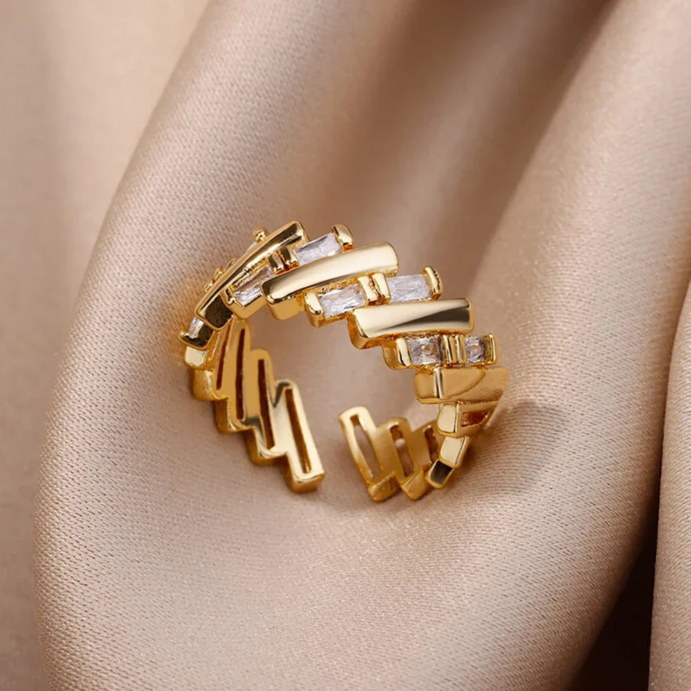 Gold Plated Zircon Open Ring