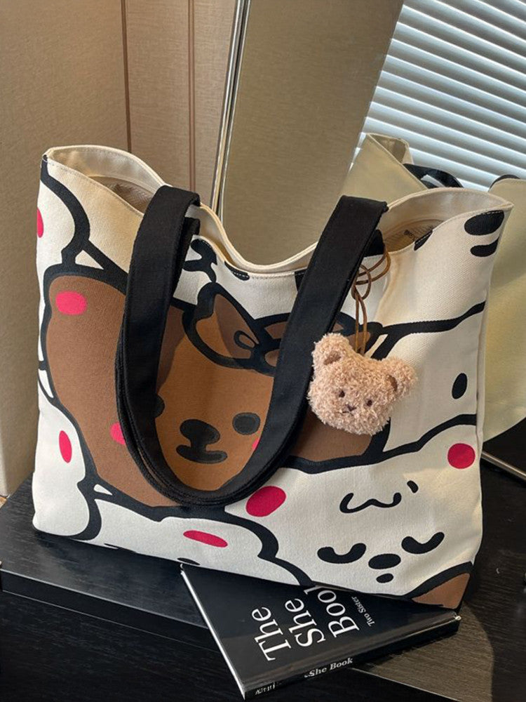 Casual Large-Capacity Bag for Female College Students ? Summer New Design with Cartoon Bear Pattern