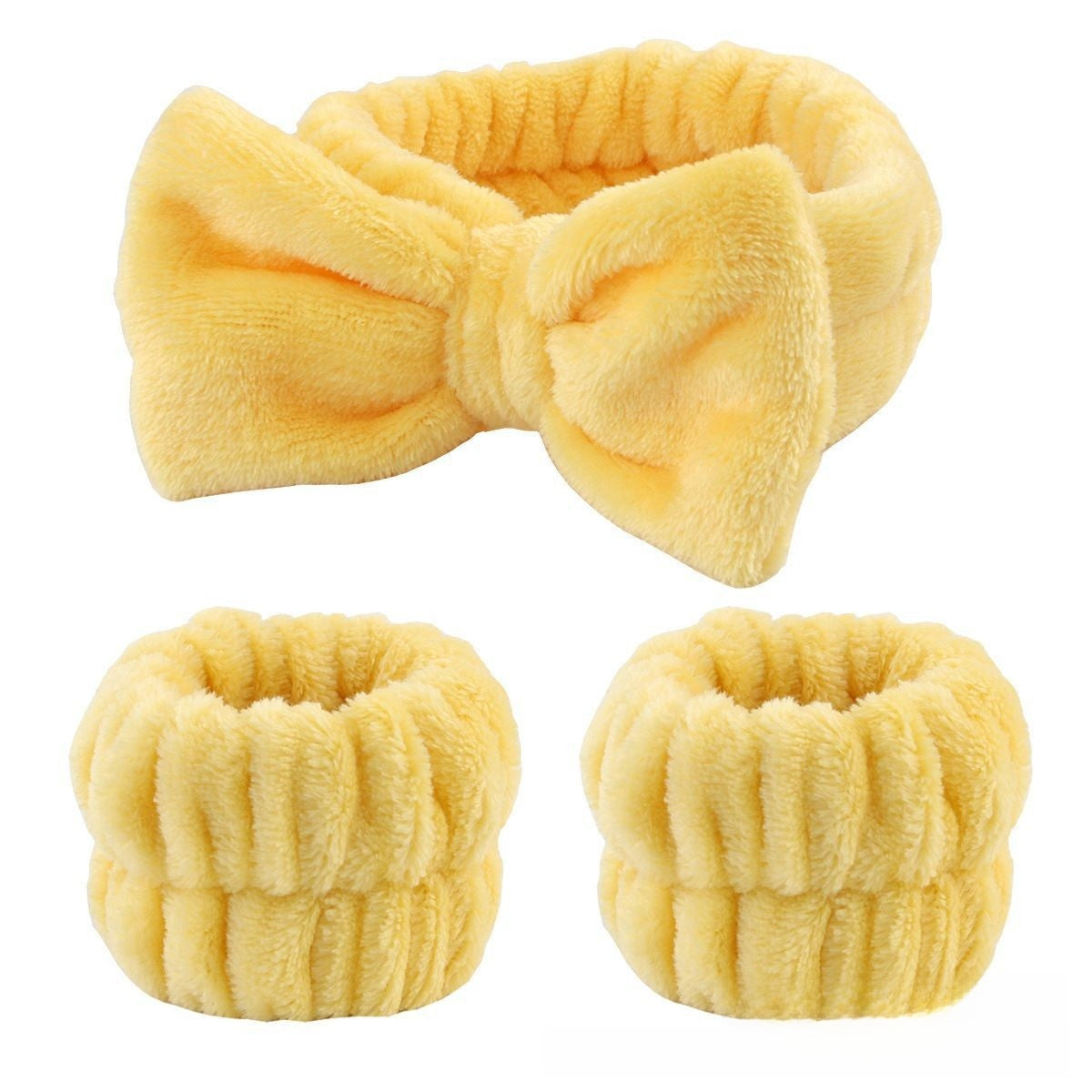 Soft Coral Fleece Hair and Wrist Band Set