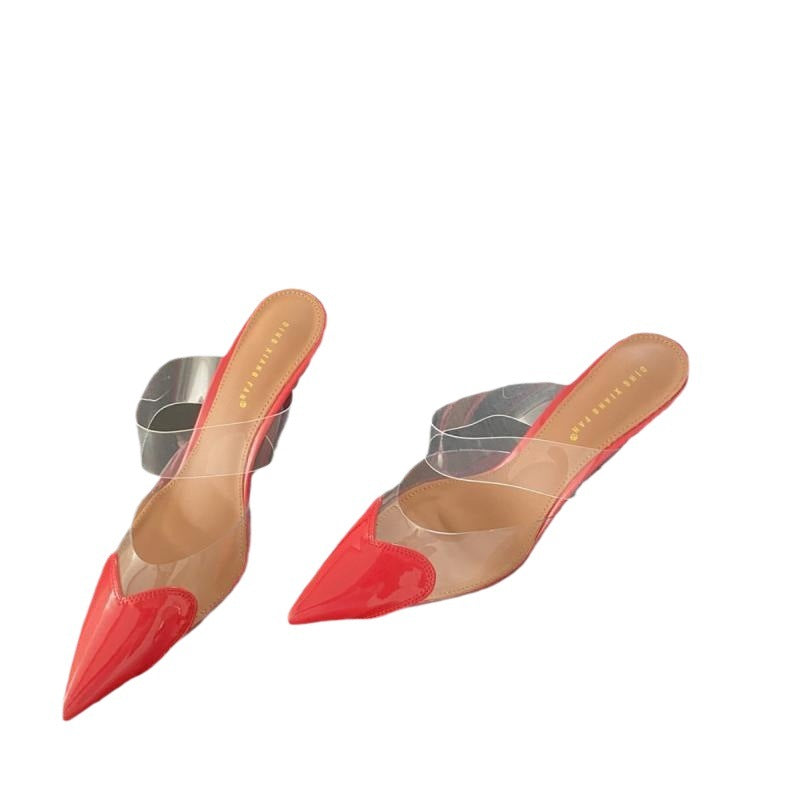 Heart Shaped Transparent High Heel Shoes