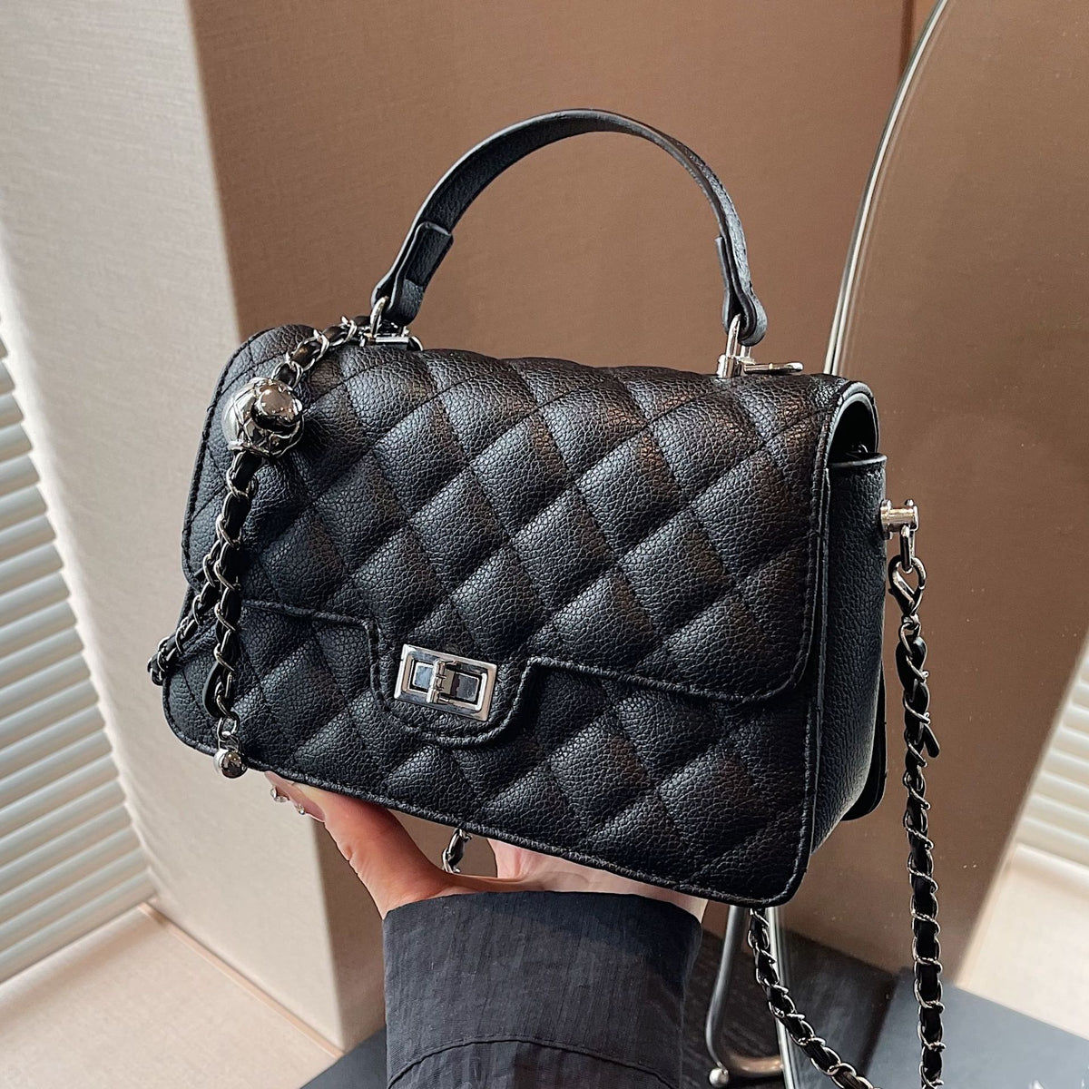 Quilted Chain Square Handbag