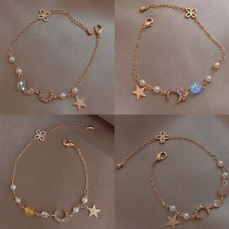 Star Moon Zircon Pearl Bracelet