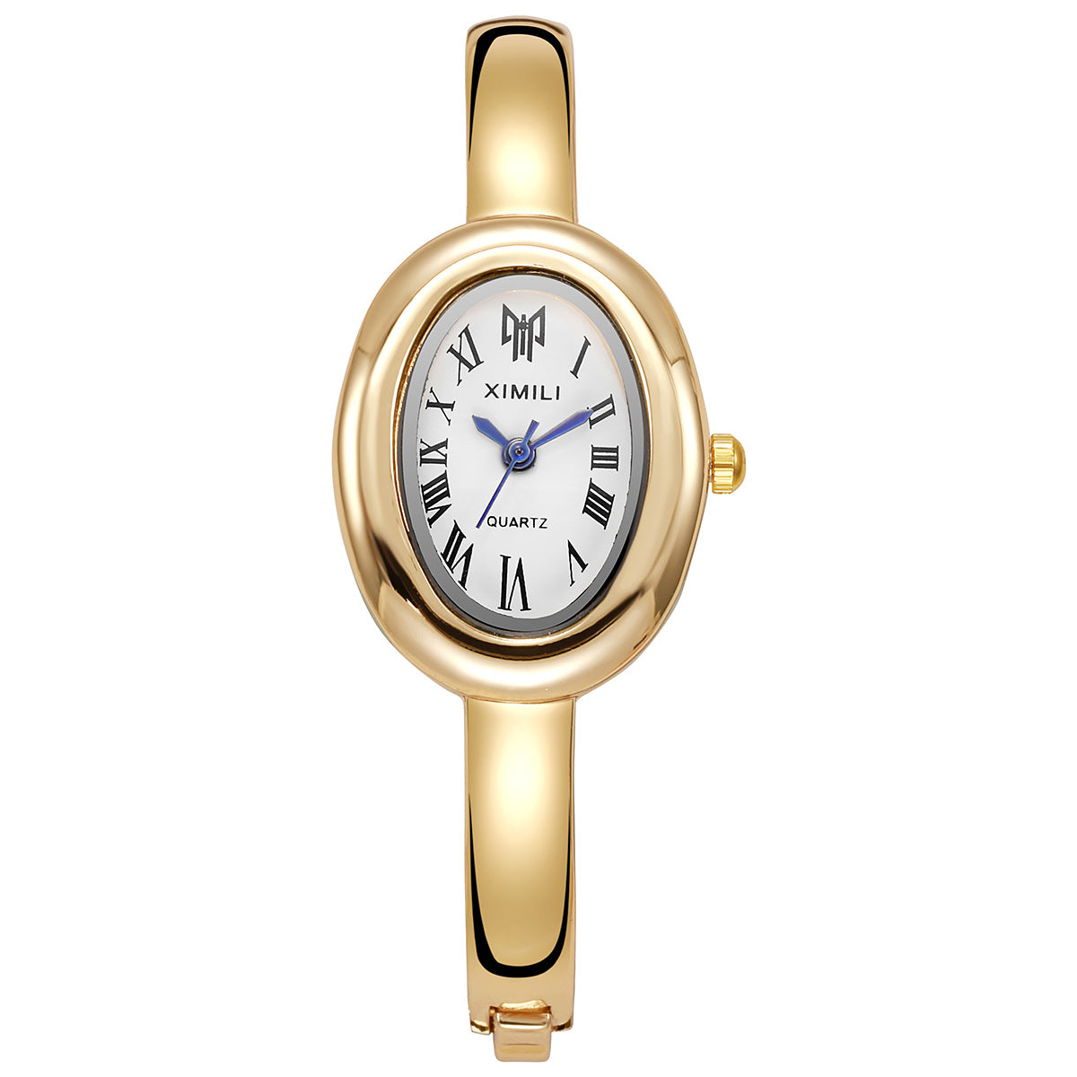 Elegant Oval Stainless Steel Quartz Watch
