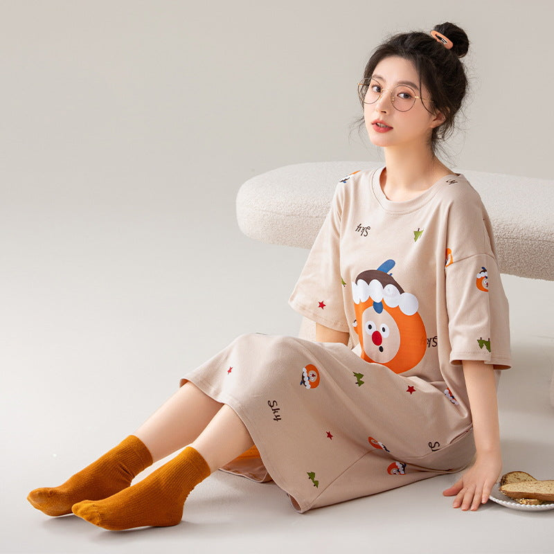 Pure Cotton Women Nightgown Summer Sleepwear