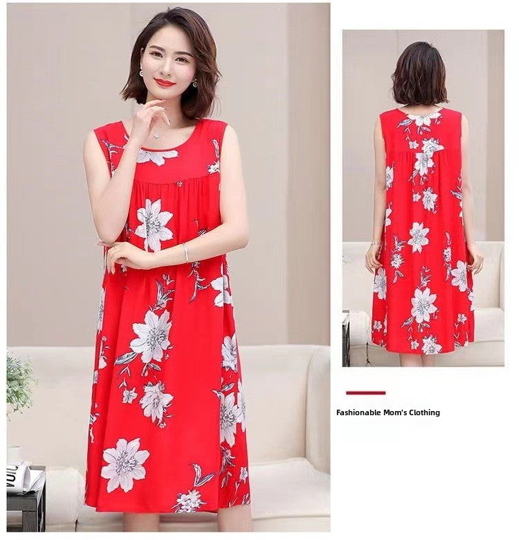 Womens Cotton Silk Sleeveless Nightgown