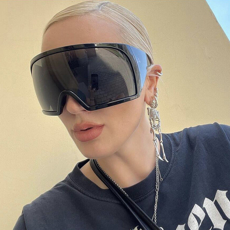 Oversized Frame Mask Sunglasses, Cross-Border Futuristic Tech-Style Protective Goggles, Punk Sunglasses for Hot Girls