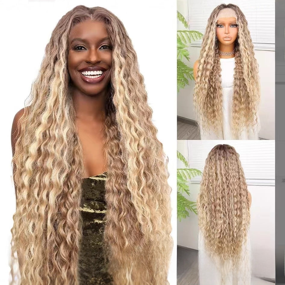 Synthetic Fiber Curly Wig with Rose Net