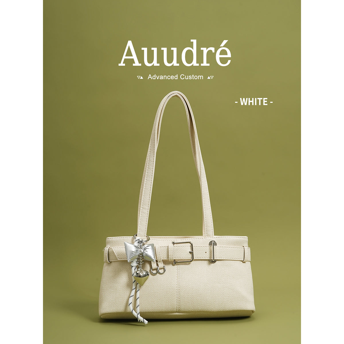 Soft PU Baguette Shoulder Bag with Pendant