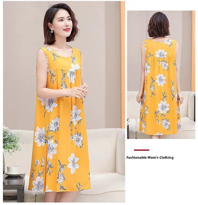 Womens Cotton Silk Sleeveless Nightgown