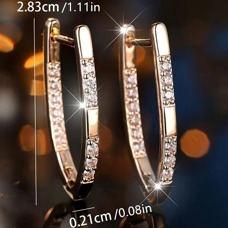 Geometric V-Shaped Zircon Earrings