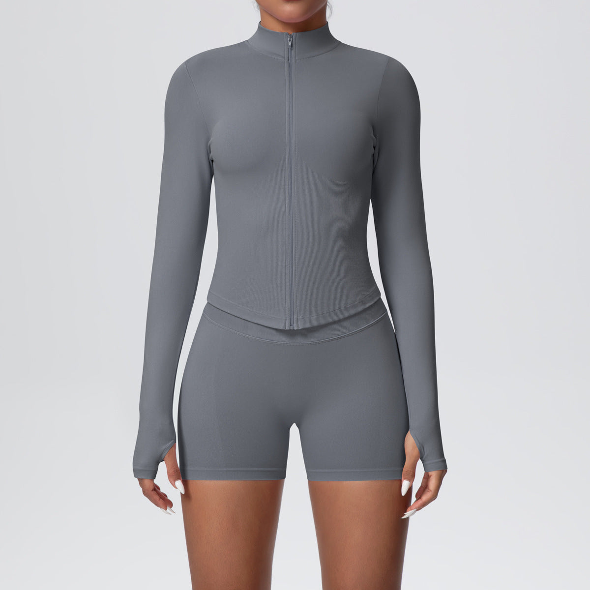Womens Seamless Fitness Jacket and Shorts Set