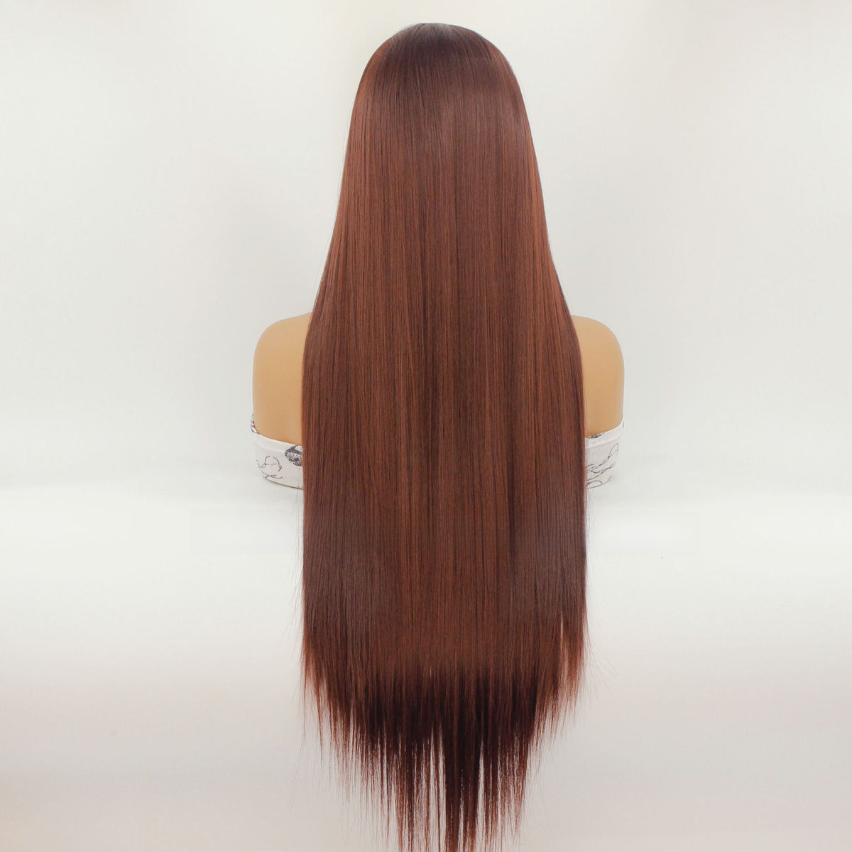 Red-Brown Lace Synthetic Wig with Pre-Pulled Hairline