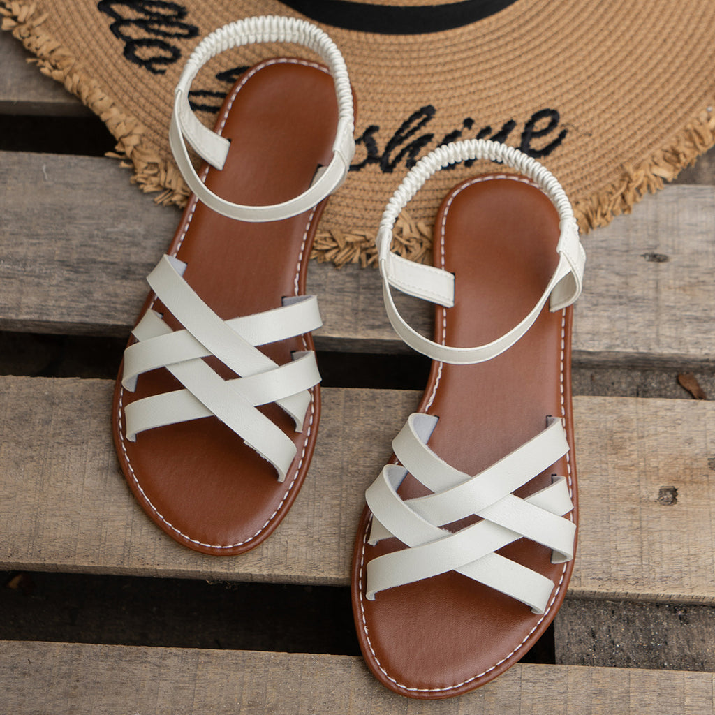 Breathable Beach Elastic Band Cross Strap Sandals