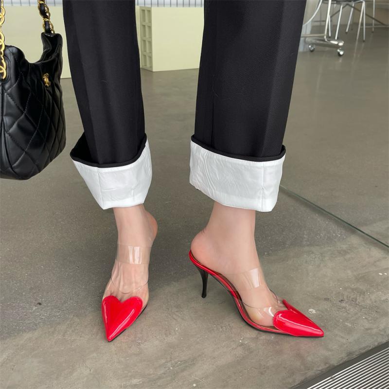 Heart Shaped Transparent High Heel Shoes