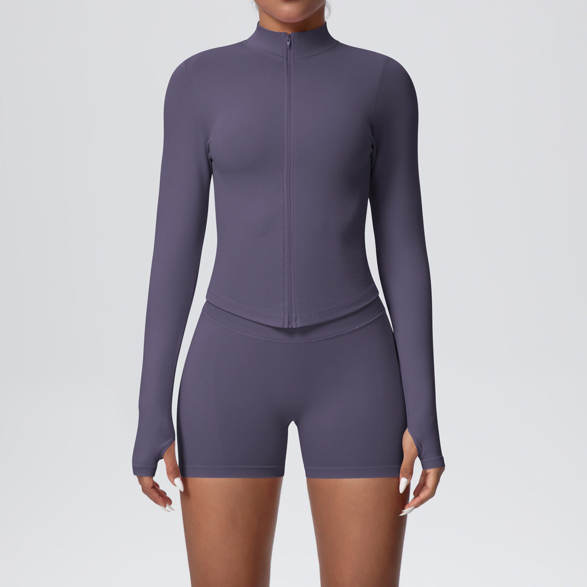 Womens Seamless Fitness Jacket and Shorts Set