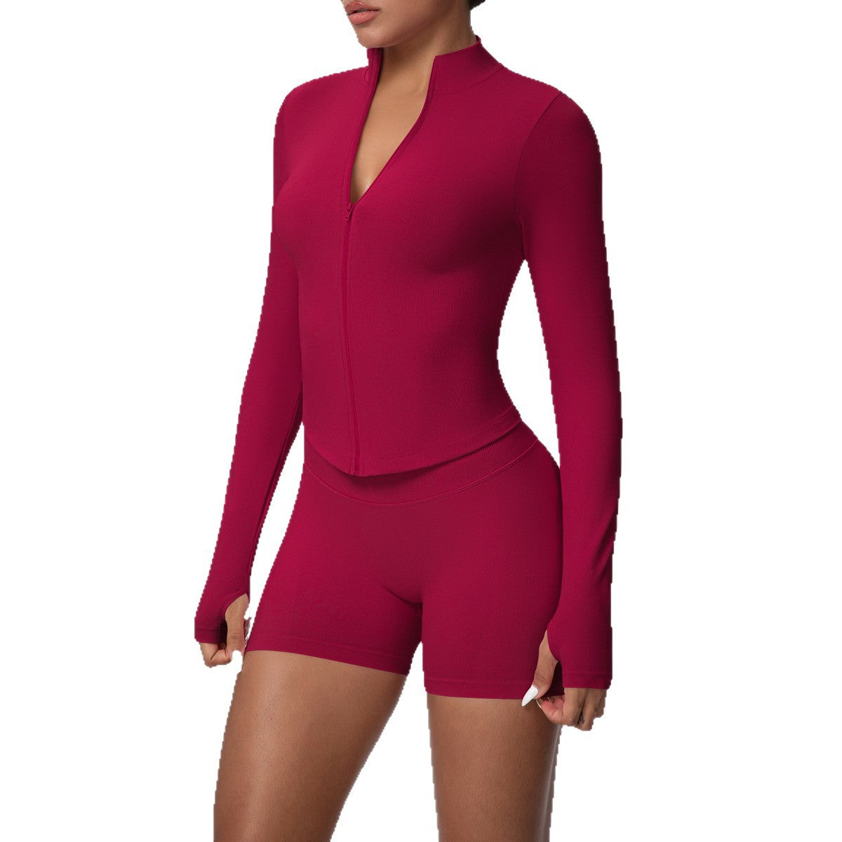 Womens Seamless Fitness Jacket and Shorts Set