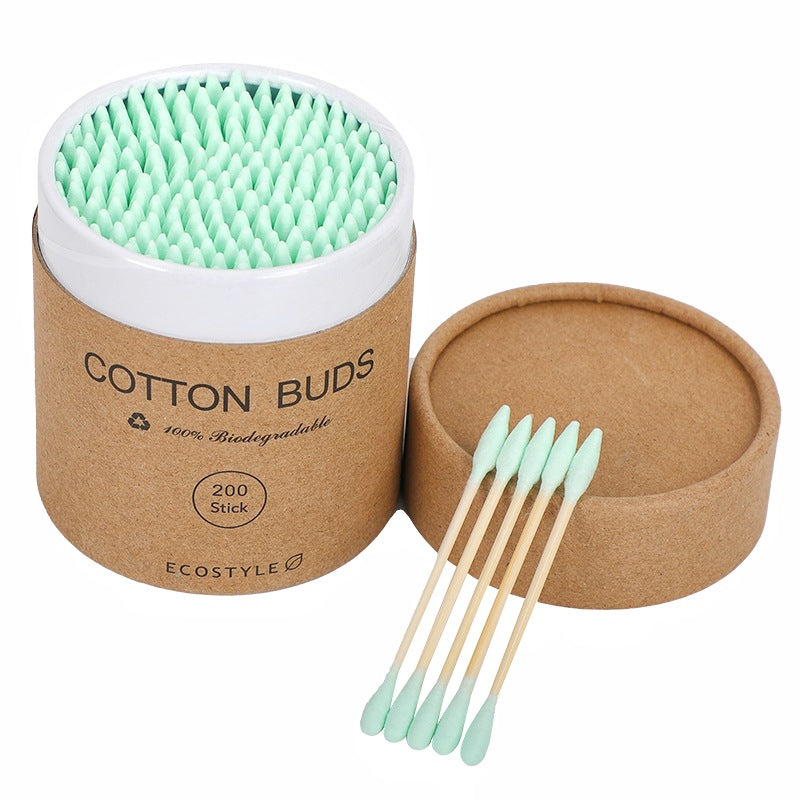 Spot 200 a round a pointed double-headed color paper boxed cotton stick disposable makeup remover ear Cotton