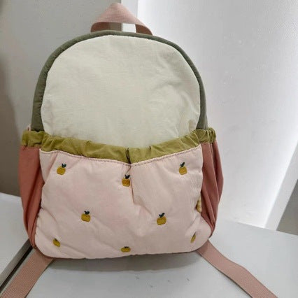 Childrens Apple Embroidery Backpack