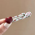 3pcs Red heart-shaped cherry polka dot hairpin