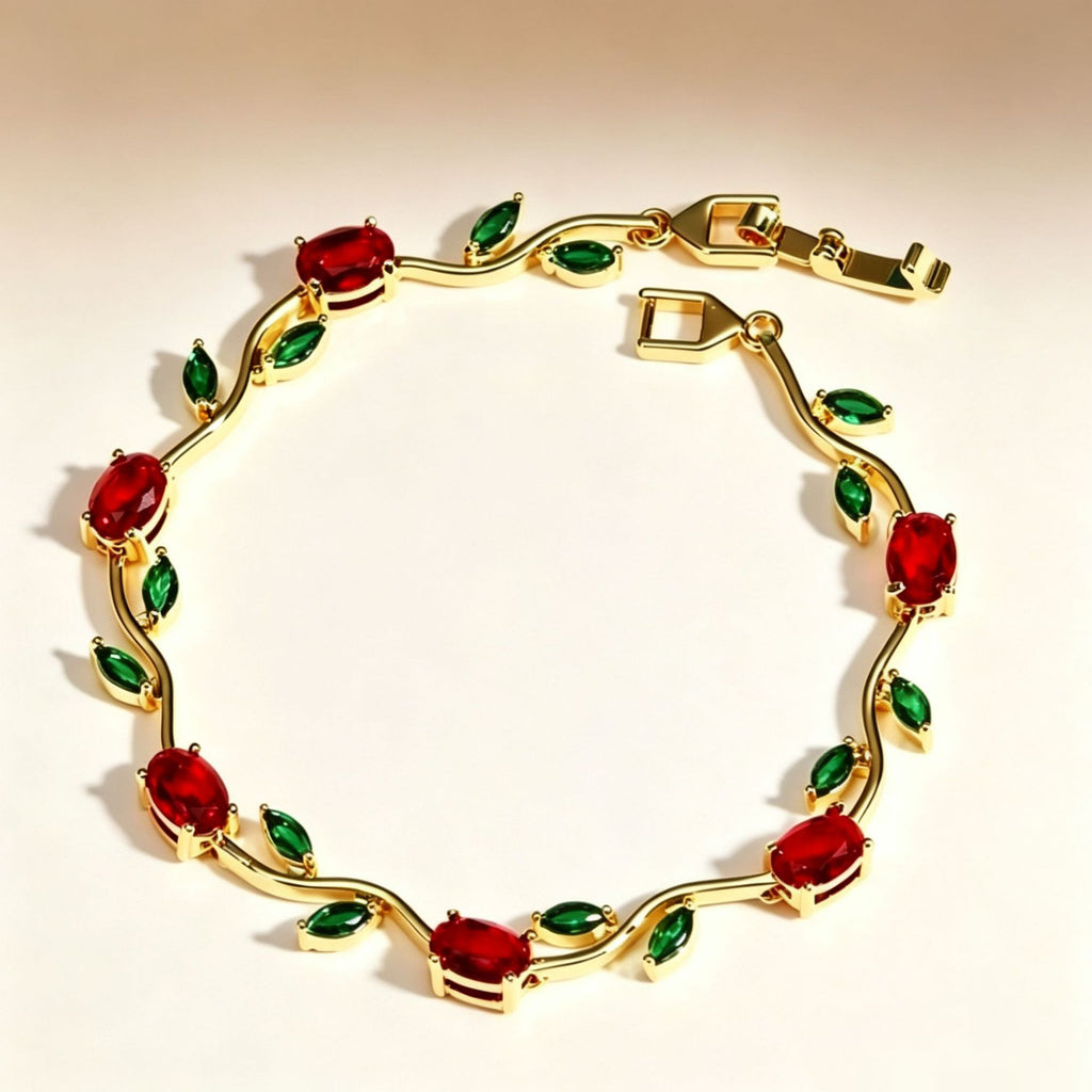 Vintage Floral Zircon Alloy Bracelet