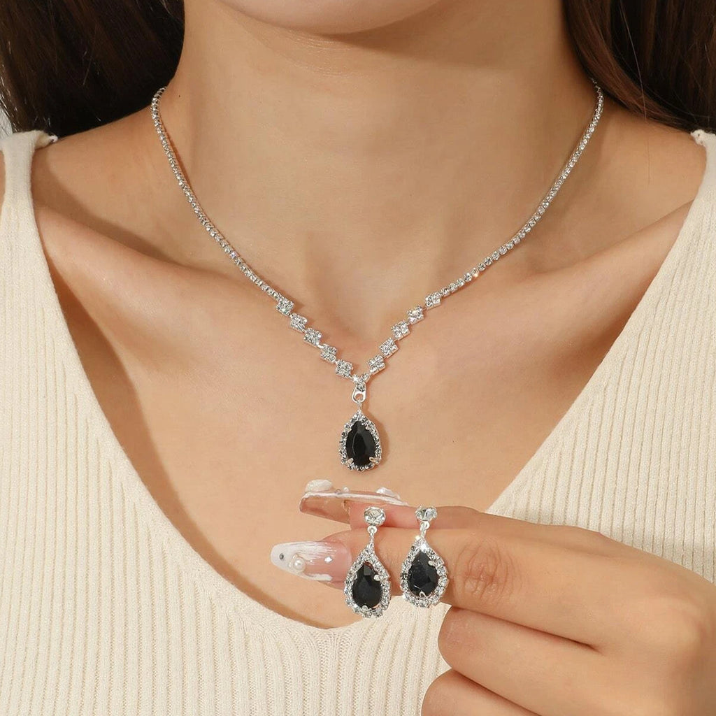 Fashion Minimalist Water Drop Pendant Necklace Earrings Bracelet Ring
