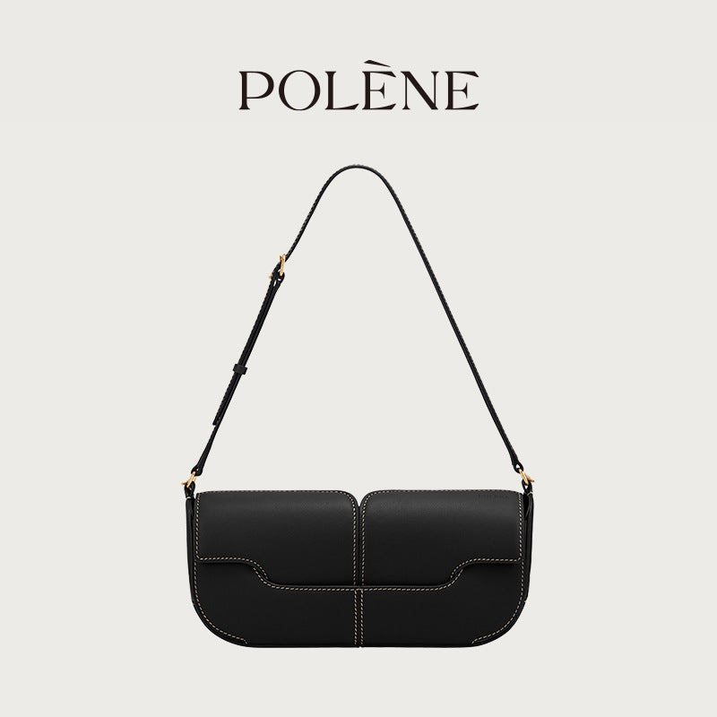 Genuine Leather Baguette Shoulder Bag