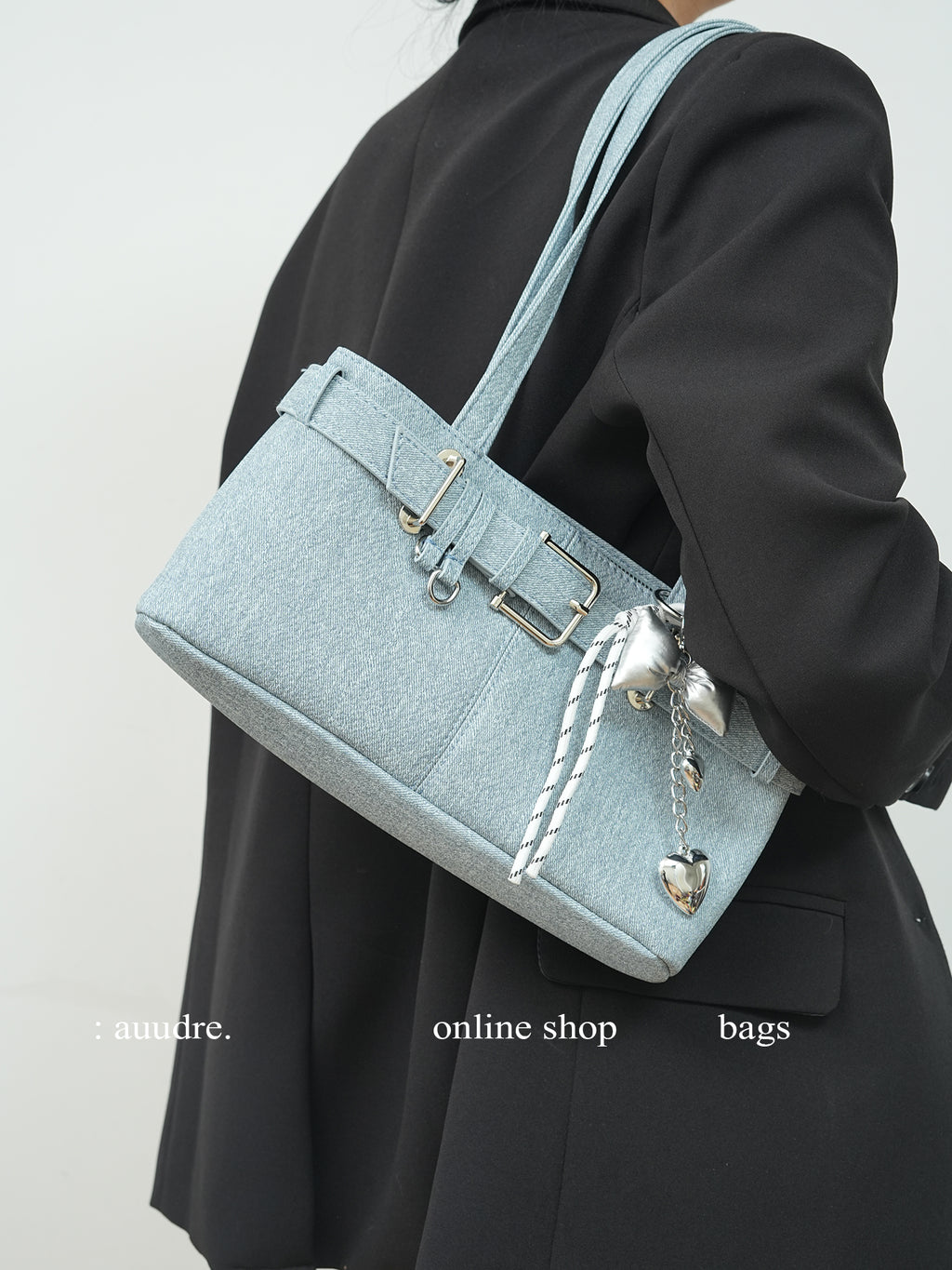 Soft PU Baguette Shoulder Bag with Pendant