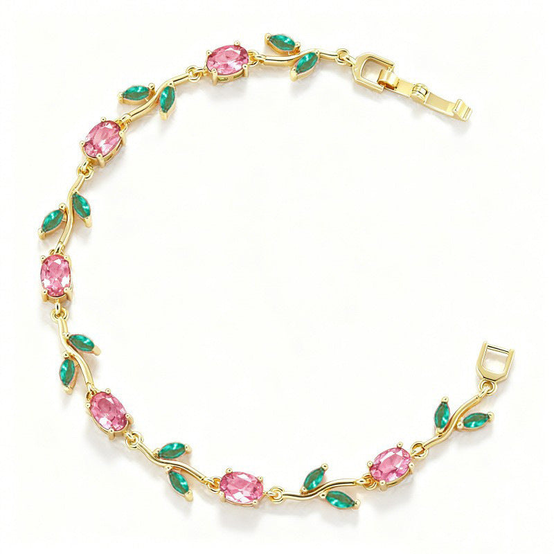 Multicolor Crystal Leaf Design Stackable Bracelet