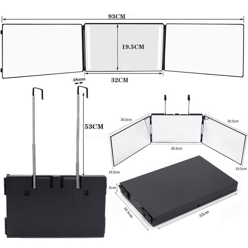 Adjustable Three-Way LED Makeup Mirror with Hanging Hook