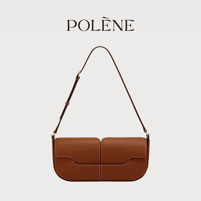 Genuine Leather Baguette Shoulder Bag