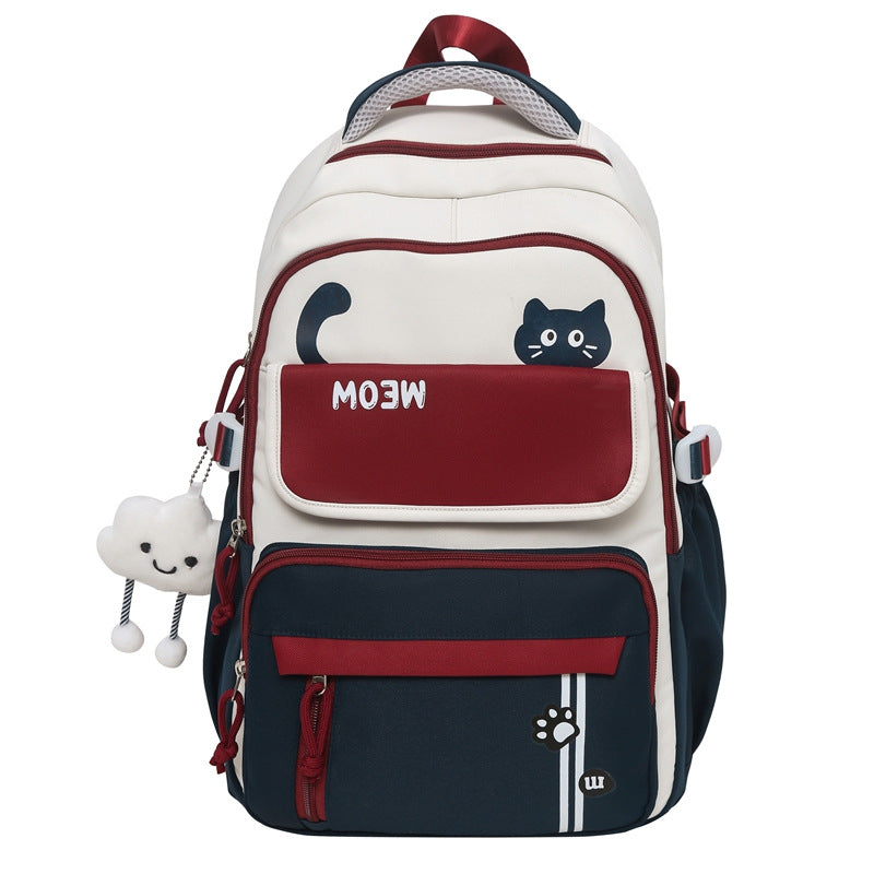 Trendy Color-Blocking Backpack Large Capacity