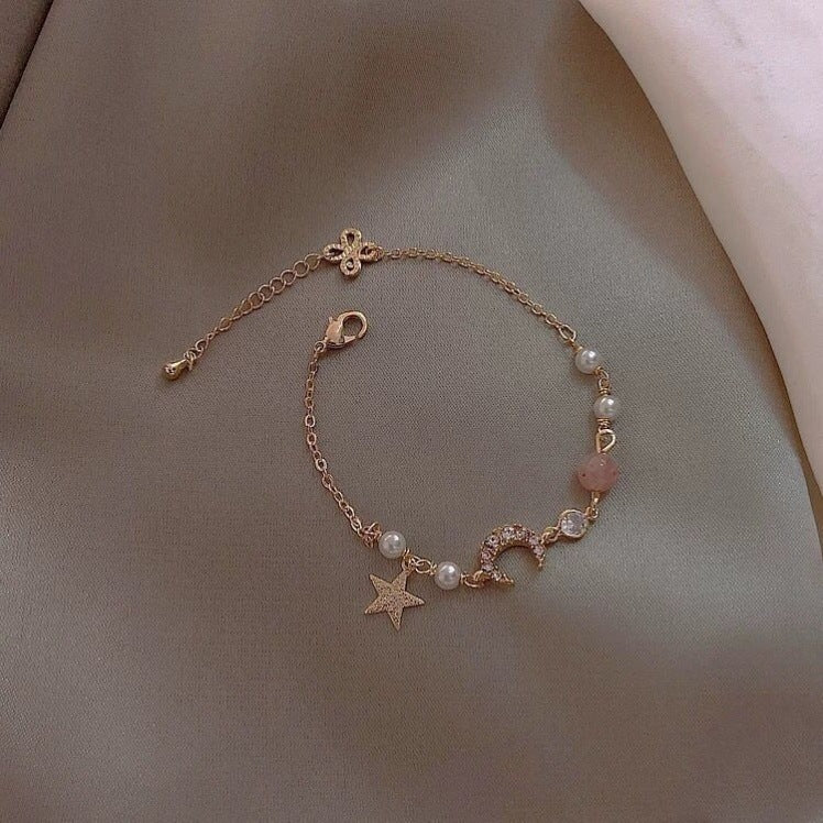 Star Moon Zircon Pearl Bracelet