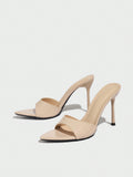 Women Pointed Toe Thin Heel Mule Sandals