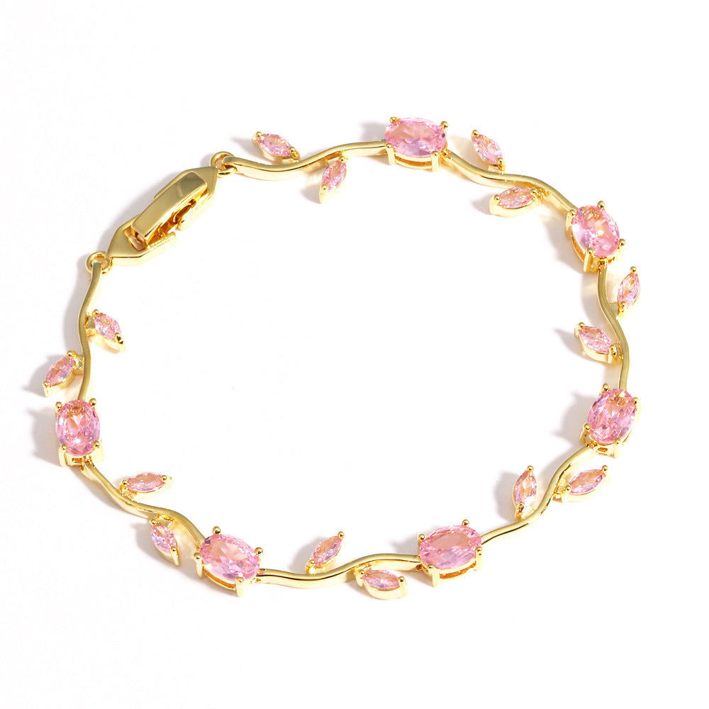 Multicolor Crystal Leaf Design Stackable Bracelet