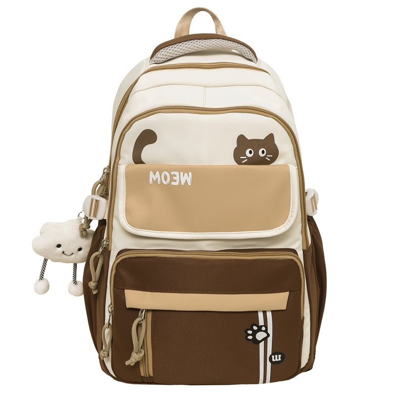 Trendy Color-Blocking Backpack Large Capacity