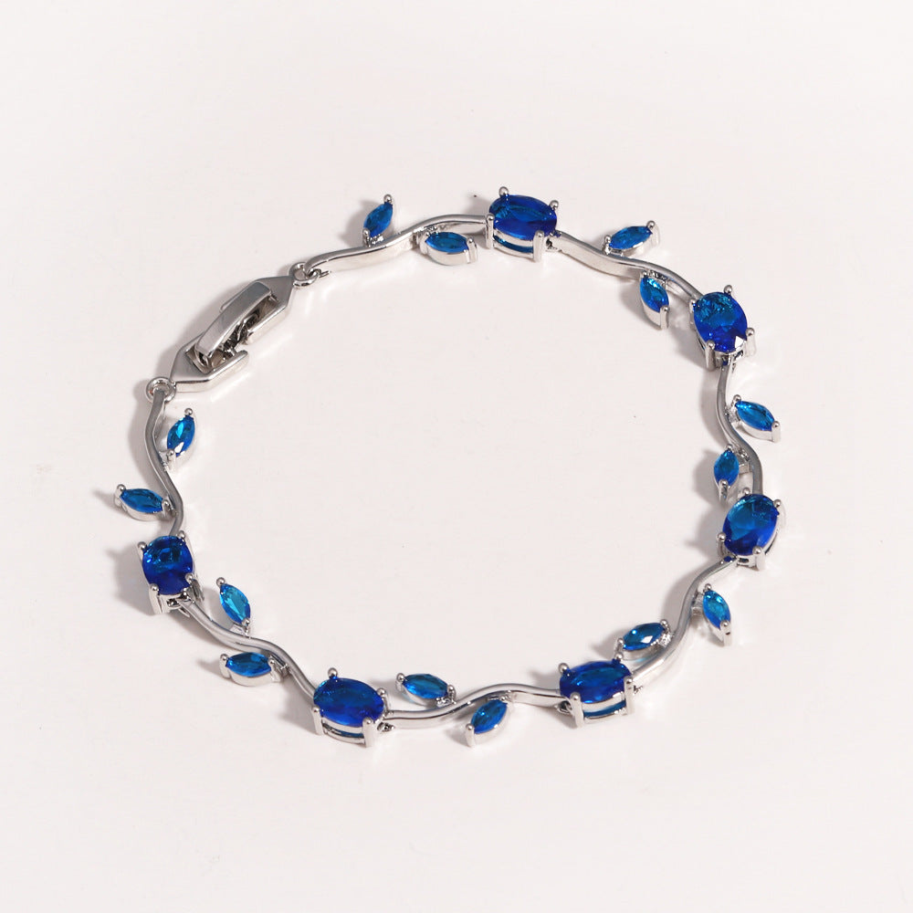 Multicolor Crystal Leaf Design Stackable Bracelet
