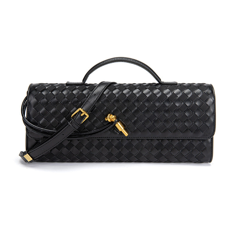 Single-shoulder baguette woven bag