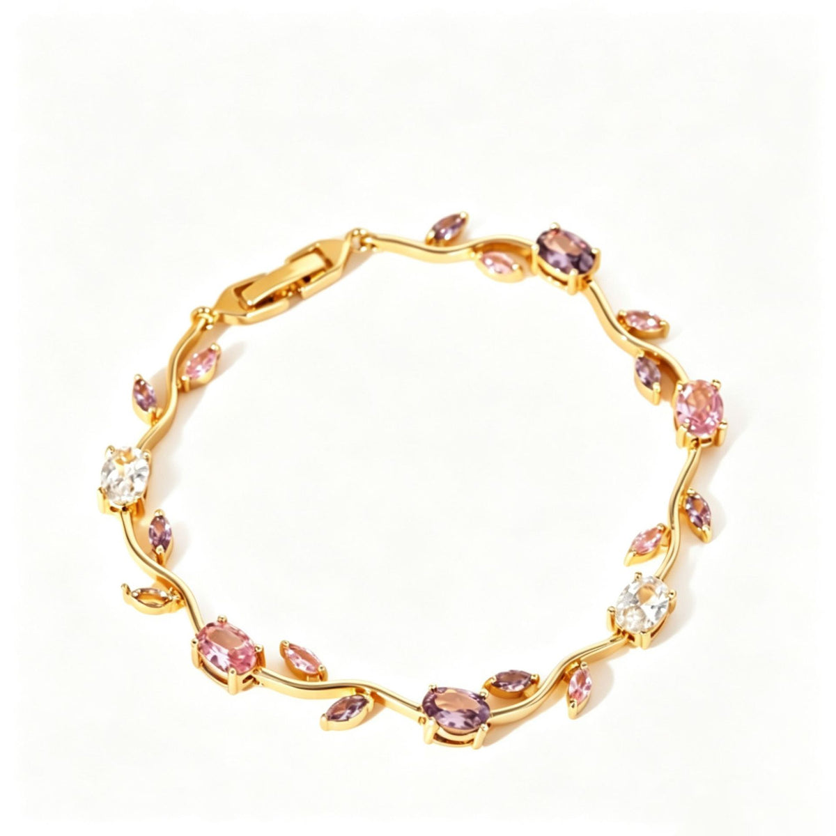 Vintage Floral Zircon Alloy Bracelet