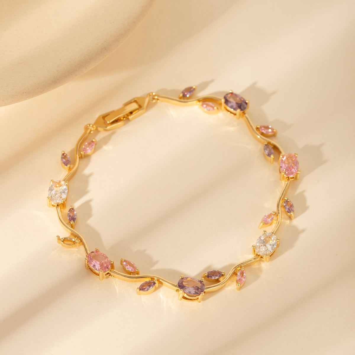 Multicolor Crystal Leaf Design Stackable Bracelet