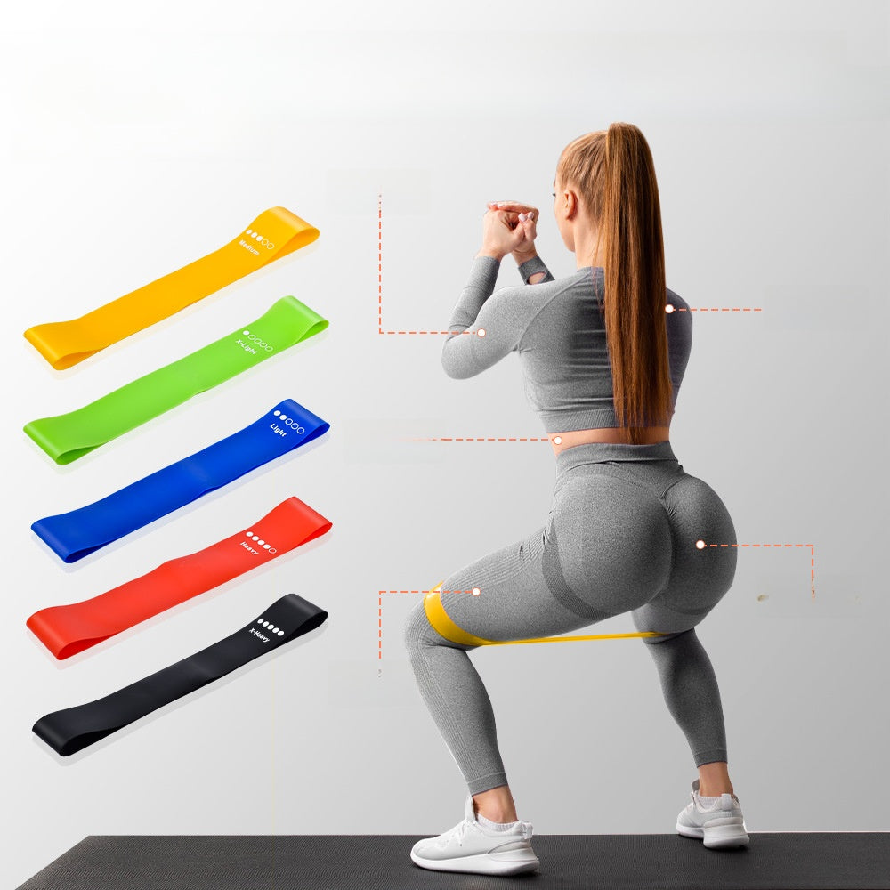 A five-piece set of resistance bands for toning the buttocks