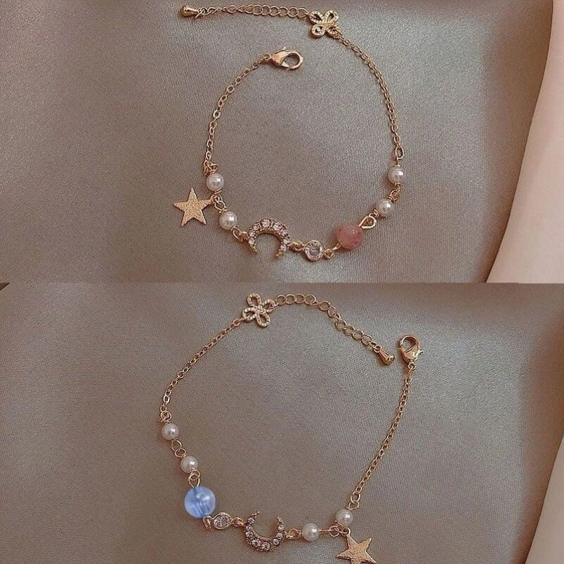 Star Moon Zircon Pearl Bracelet