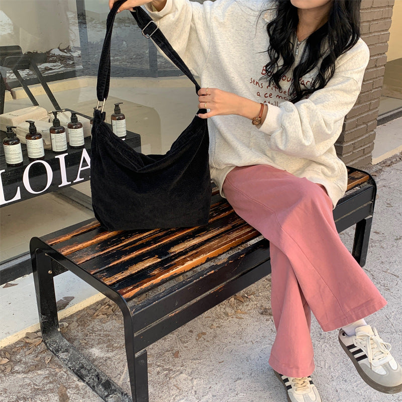 Washed Cordurody Retro Crossbody Bag