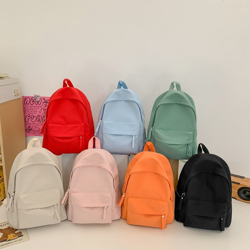 Japanese Style Solid Color Nylon Backpack
