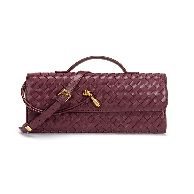 Single-shoulder baguette woven bag
