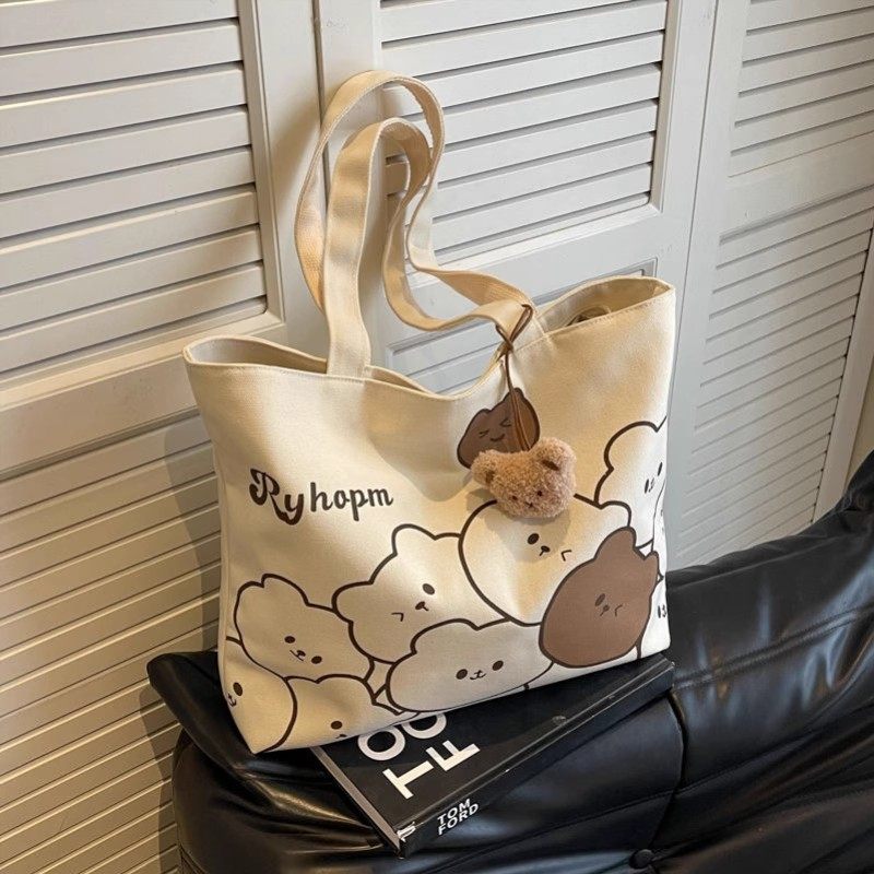 Casual Large-Capacity Bag for Female College Students ? Summer New Design with Cartoon Bear Pattern