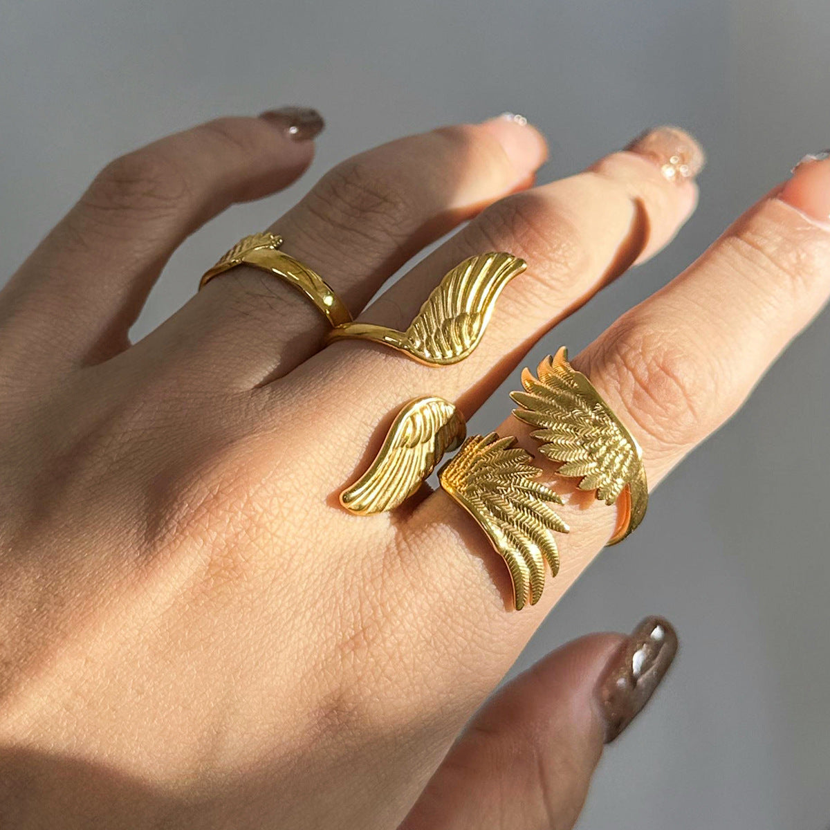 Adjustable Wing Design Titanium Steel Ring