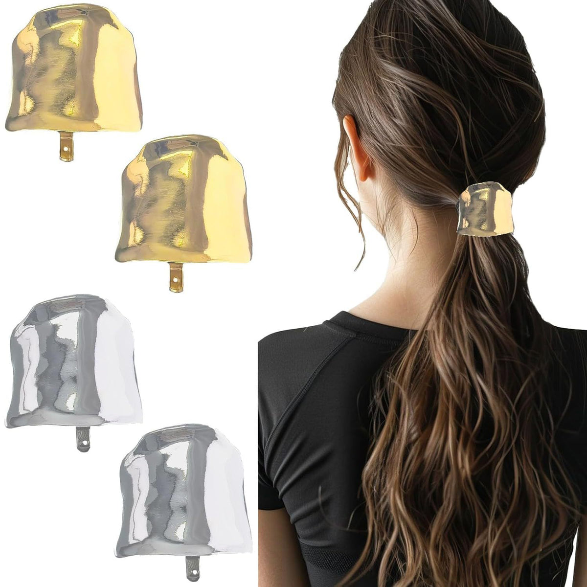 4pcs Lava Texture Hair Clips for Low Ponytail and Decorative Use