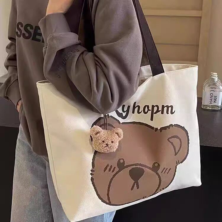 Casual Large-Capacity Bag for Female College Students ? Summer New Design with Cartoon Bear Pattern