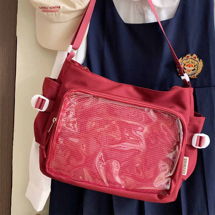 Transparent Crossbody Bag with Decorative Pendant